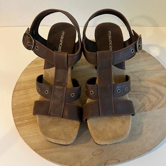Maurices Brown Square Toe Chunky Y2K Look Strappy Sandal Size 10 - Picture 7 of 11